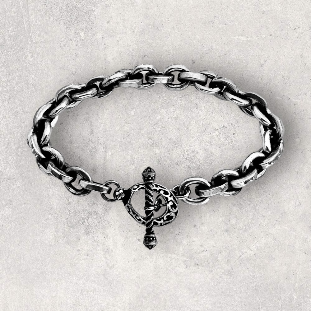 925 Sterling Silver 9.5mm Oval Cable Chain Bracelet